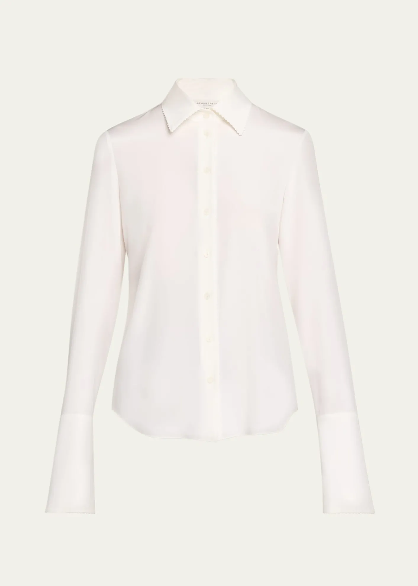 Lafayette 148 New YorkLace-Trim Organic Silk Georgette Blouse