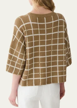 Lafayette 148 New YorkOversized Cashmere-Linen Grid Sweater