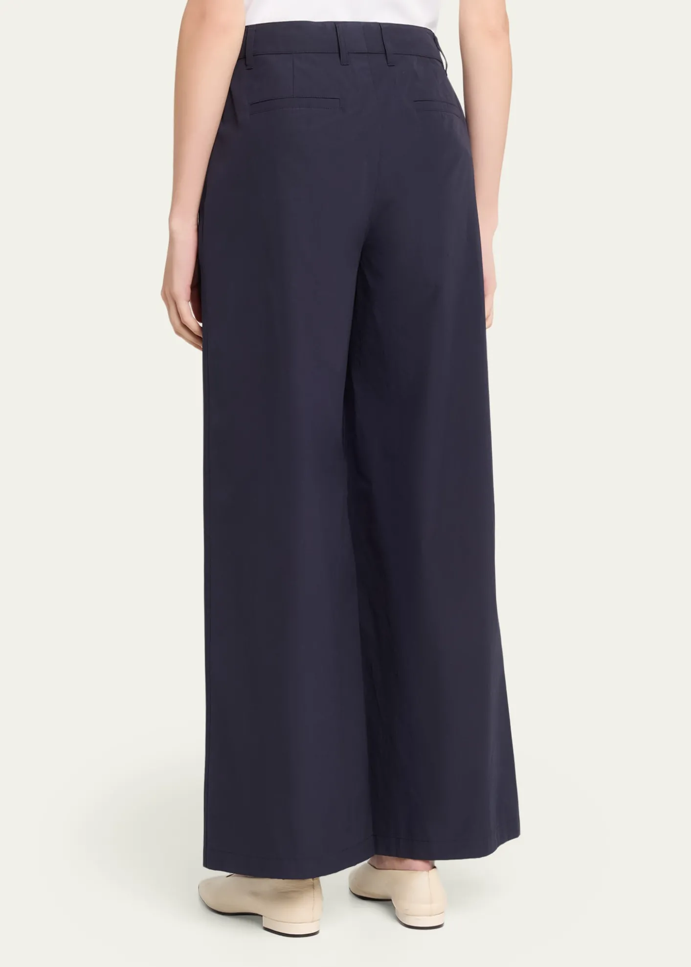 Lafayette 148 New YorkPark Wide-Leg Organic Cotton Poplin Pants
