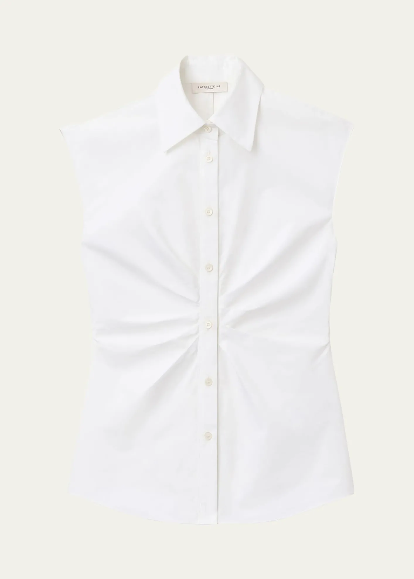 Lafayette 148 New YorkPleated-Front Organic Cotton Poplin Shirt