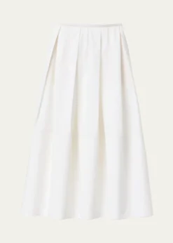 Lafayette 148 New YorkPleated Organic Cotton Poplin Midi Skirt