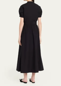 Lafayette 148 New YorkPuff-Sleeve Organic Cotton Poplin Midi Dress