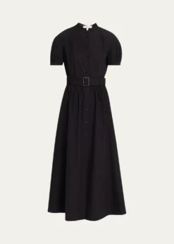 Lafayette 148 New YorkPuff-Sleeve Organic Cotton Poplin Midi Dress