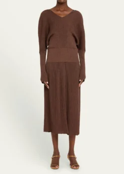 Lafayette 148 New YorkRibbed Shimmer Knit Midi Skirt