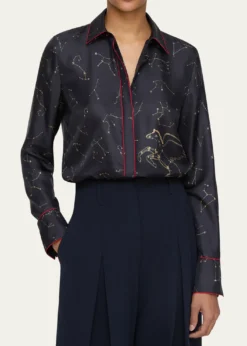 Lafayette 148 New YorkScottie Constellation-Print Silk Twill Blouse