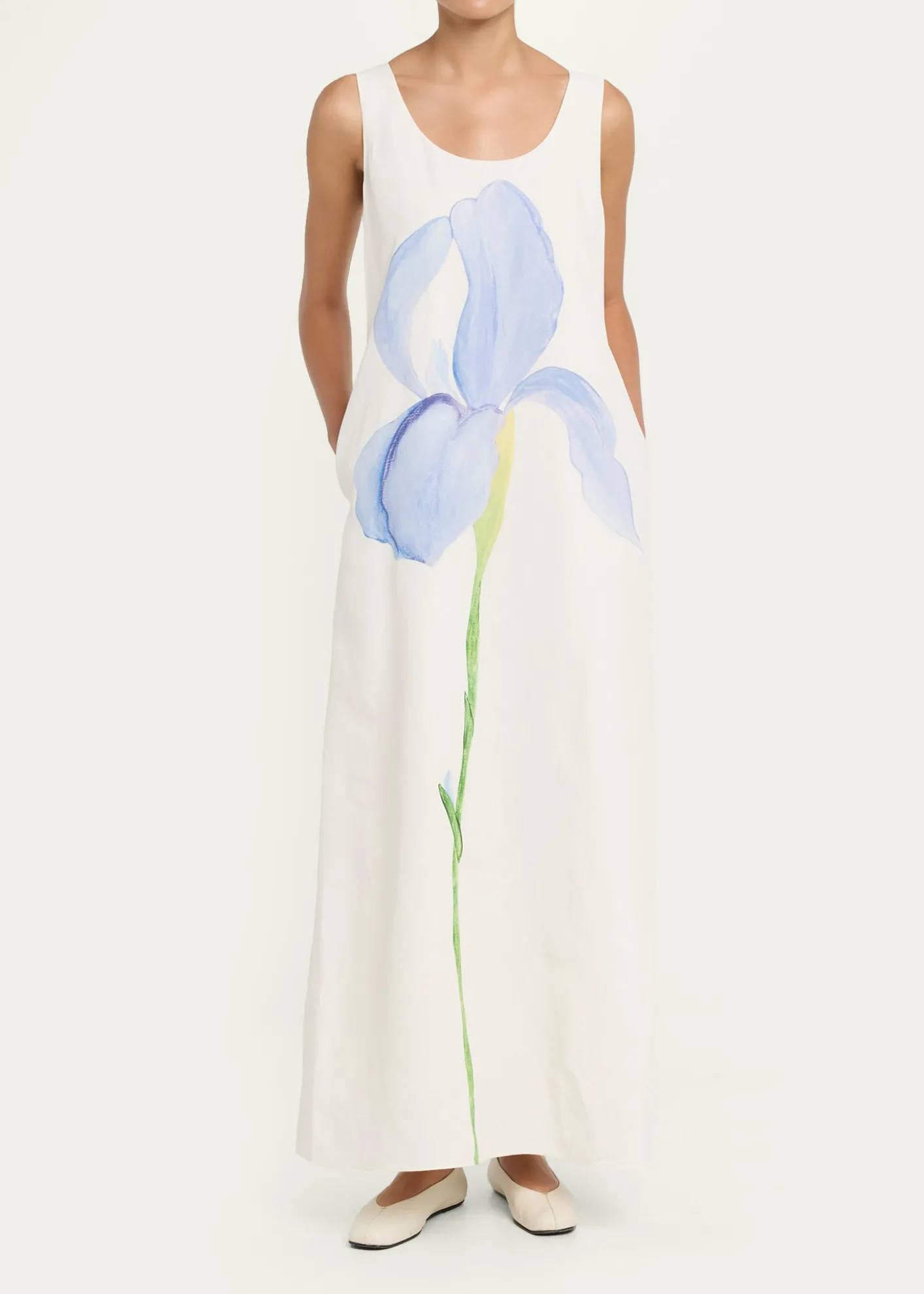 Lafayette 148 New YorkSleeveless Flower Silk-Linen Maxi Dress