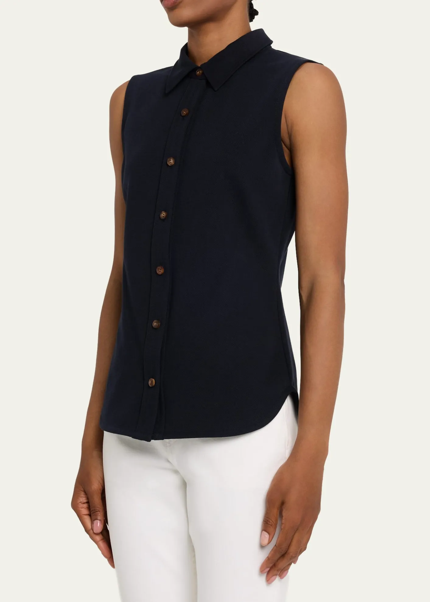 Lafayette 148 New YorkSleeveless Cotton Pique Shirt