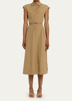 Lafayette 148 New YorkWrap-Front Cotton Midi Shirtdress