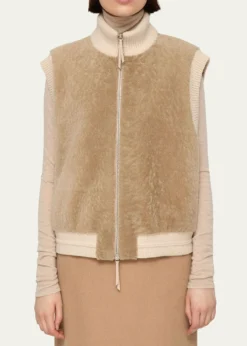 Lafayette 148 New Yorkx The Morning Show Shearling & Camel Hair Vest