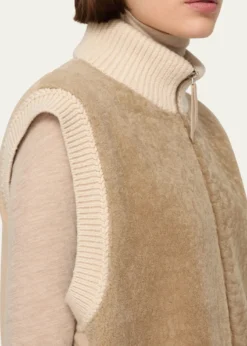 Lafayette 148 New Yorkx The Morning Show Shearling & Camel Hair Vest