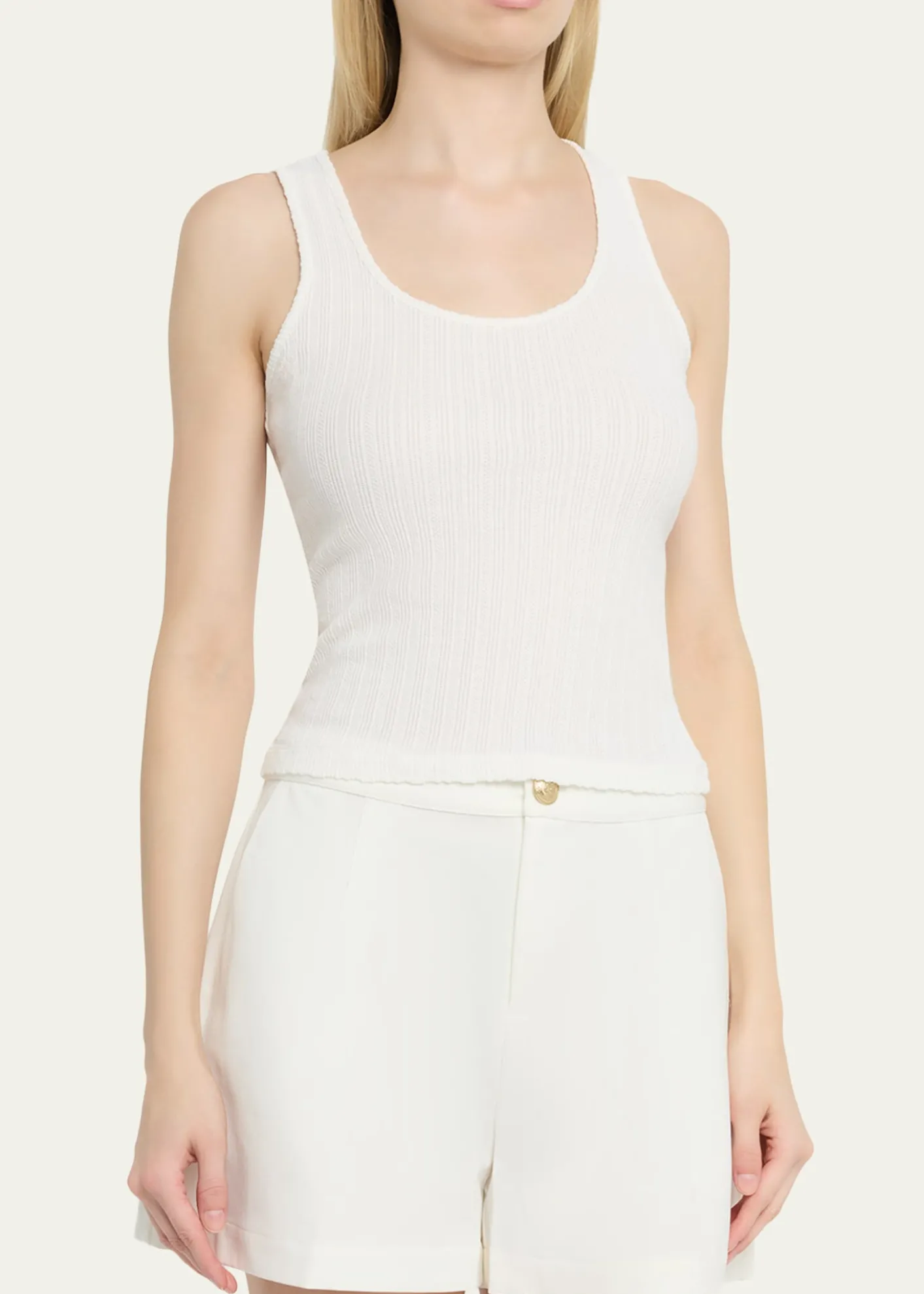 L'AgenceAdira Pointelle Scoop-Neck Tee