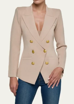 L'AgenceAmelia Knit Double-Breasted Blazer