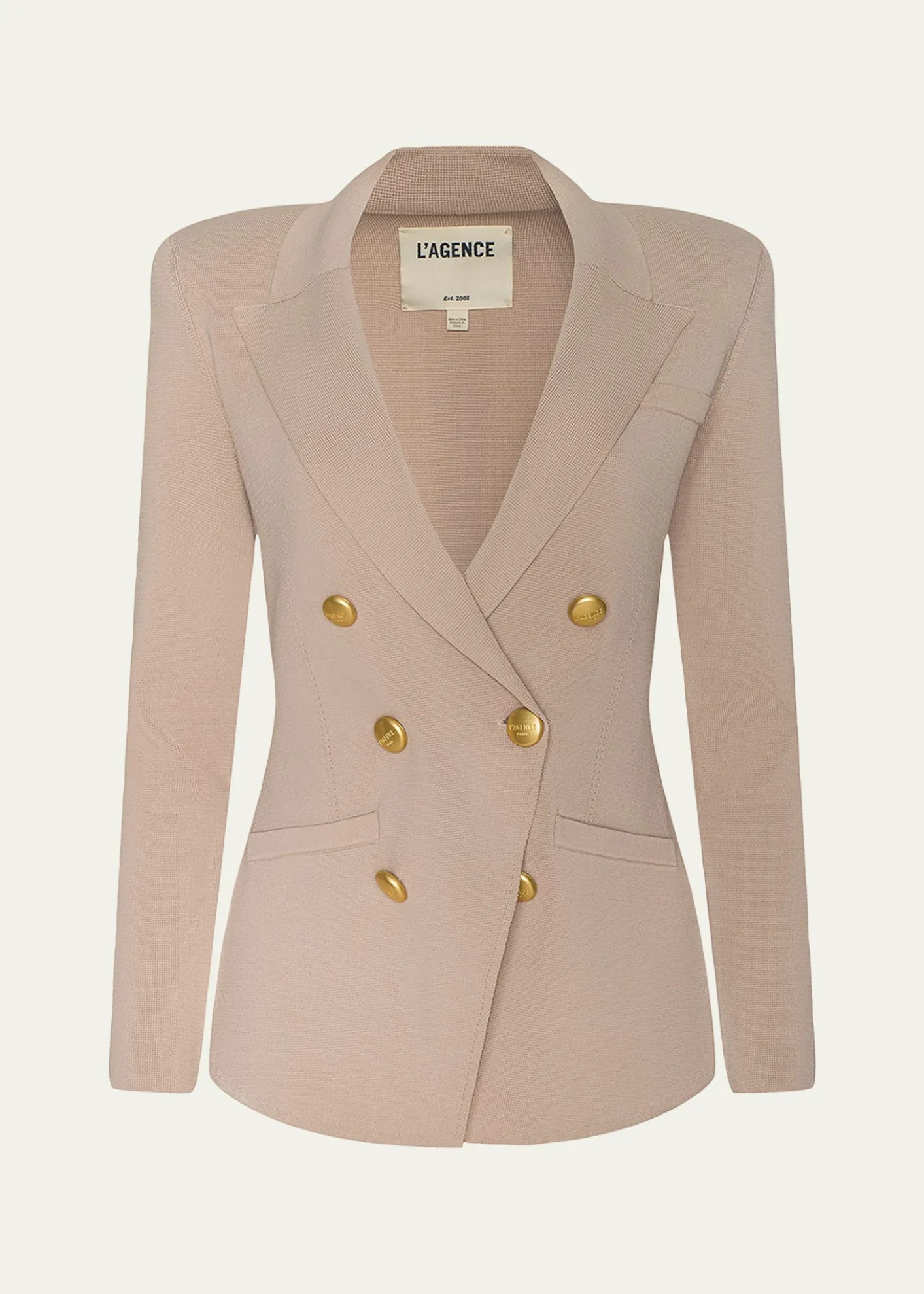 L'AgenceAmelia Knit Double-Breasted Blazer