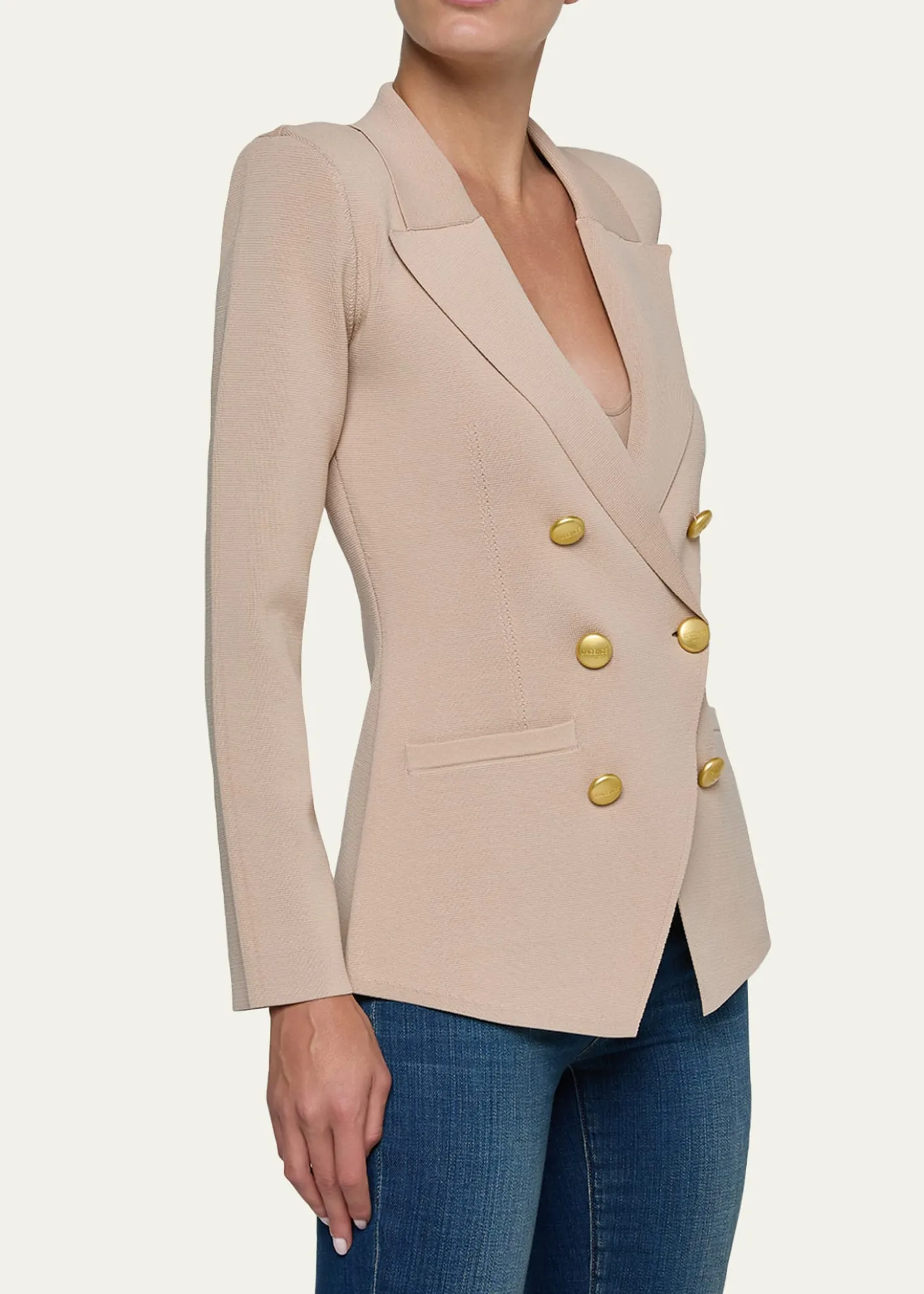 L'AgenceAmelia Knit Double-Breasted Blazer