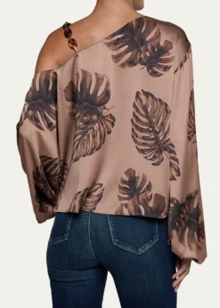 L'AgenceAsami Botanical-Print Satin Blouse