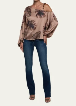 L'AgenceAsami Botanical-Print Satin Blouse