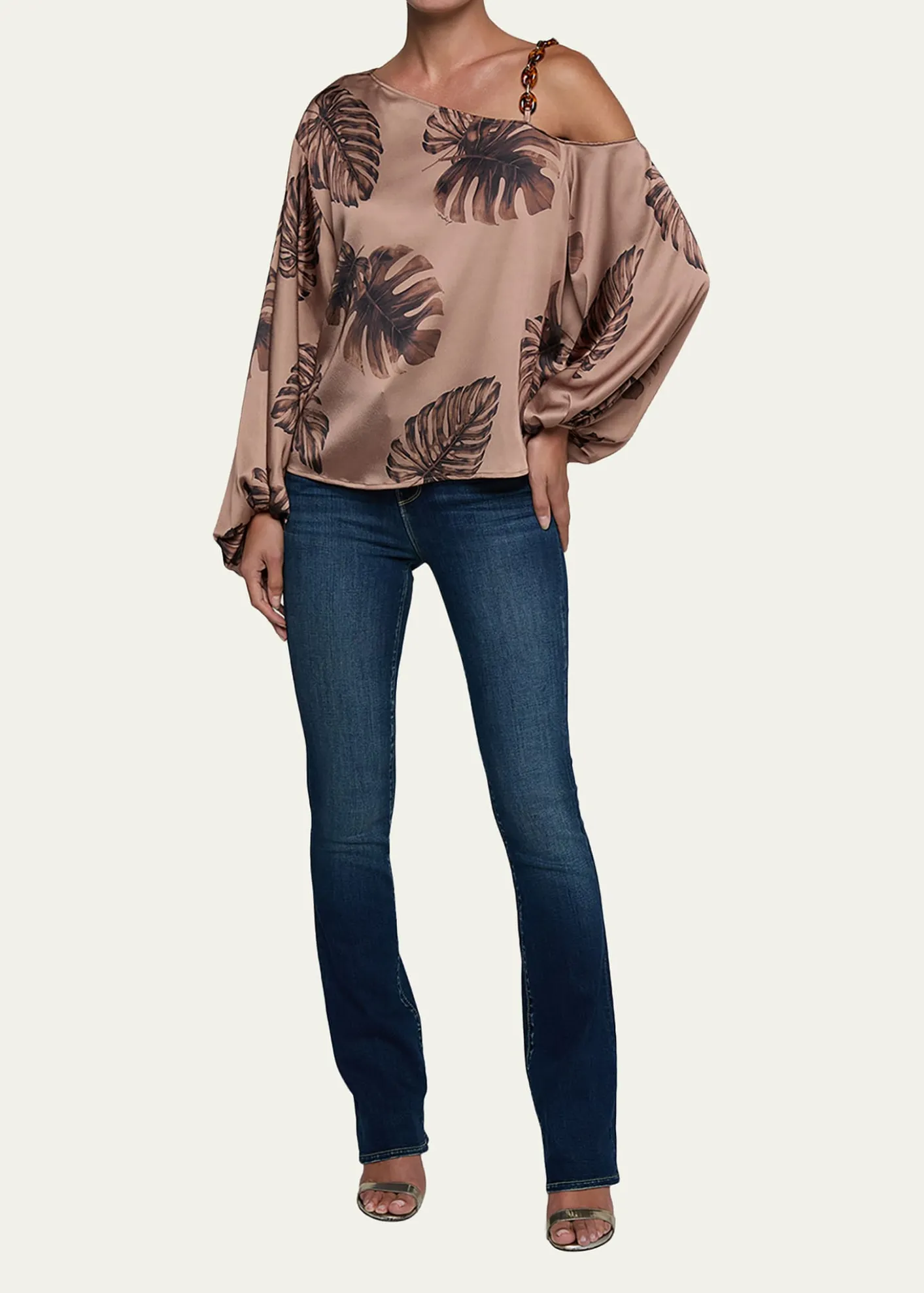 L'AgenceAsami Botanical-Print Satin Blouse