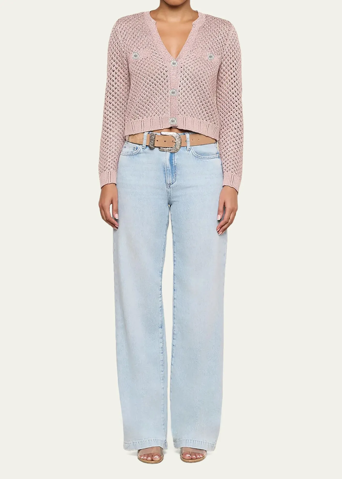 L'AgenceBlanca Sequined Knit Cardigan