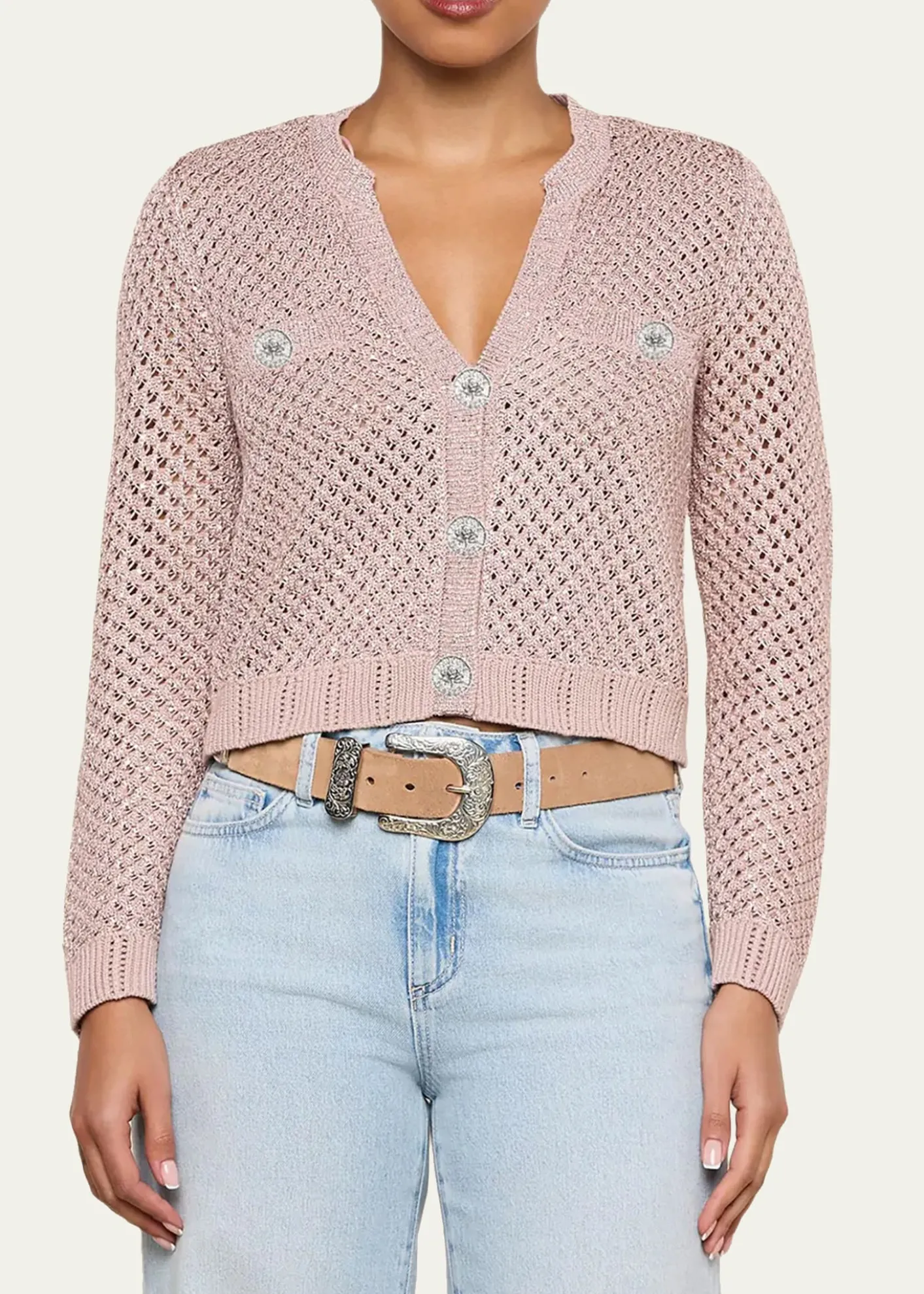L'AgenceBlanca Sequined Knit Cardigan