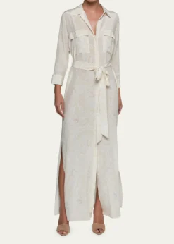 L'AgenceCameron Paisley Silk Long Shirtdress