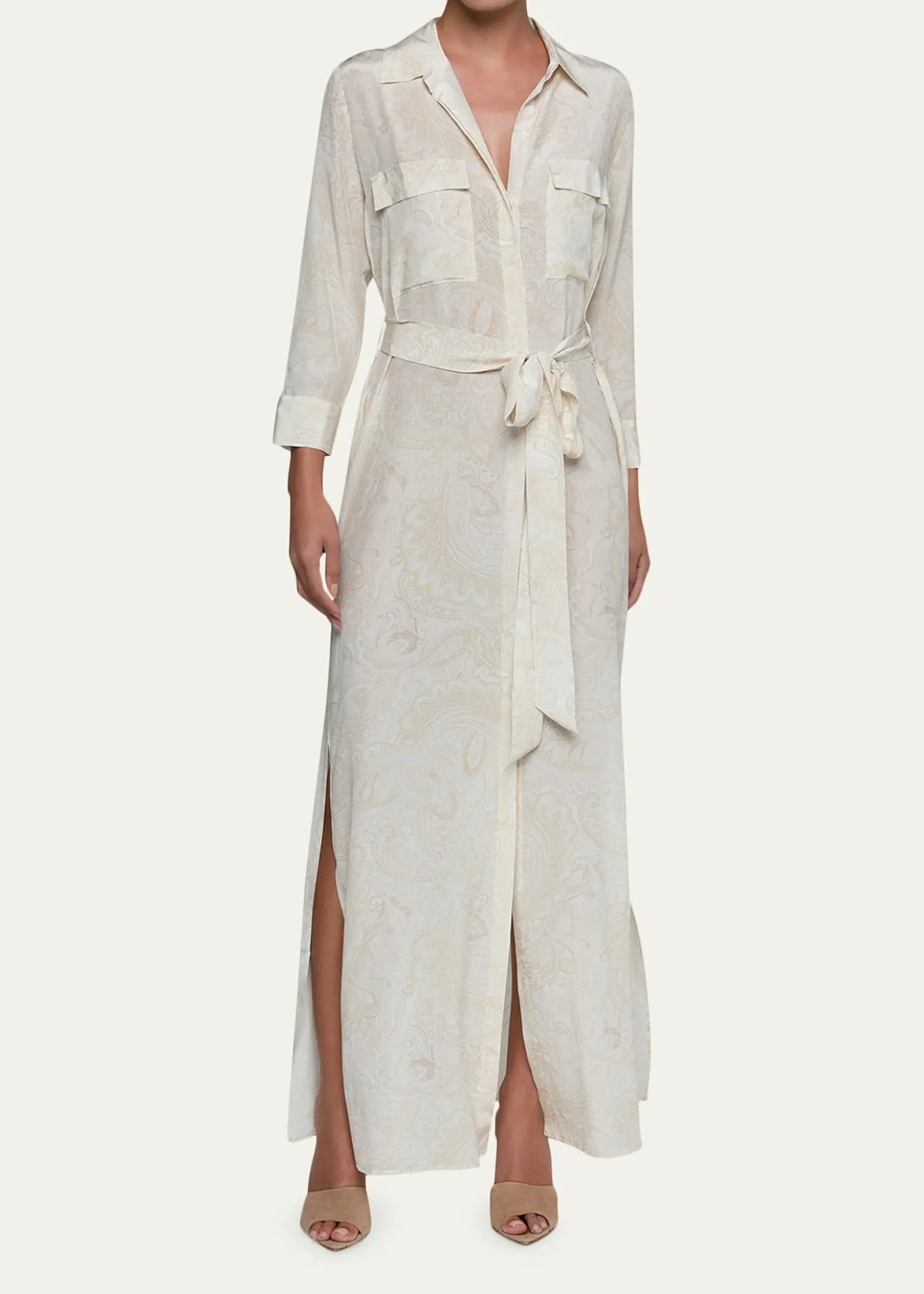 L'AgenceCameron Paisley Silk Long Shirtdress