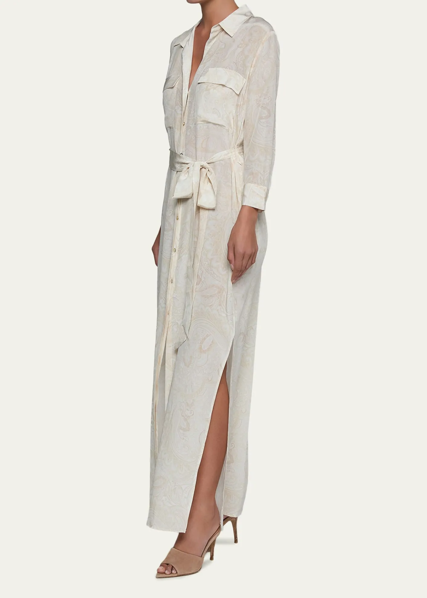 L'AgenceCameron Paisley Silk Long Shirtdress
