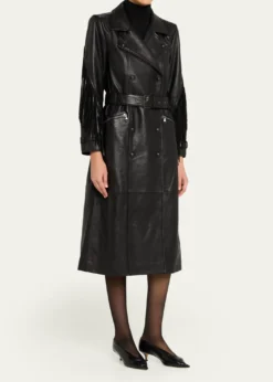 L'AgenceCelina Leather Fringe Trench Coat