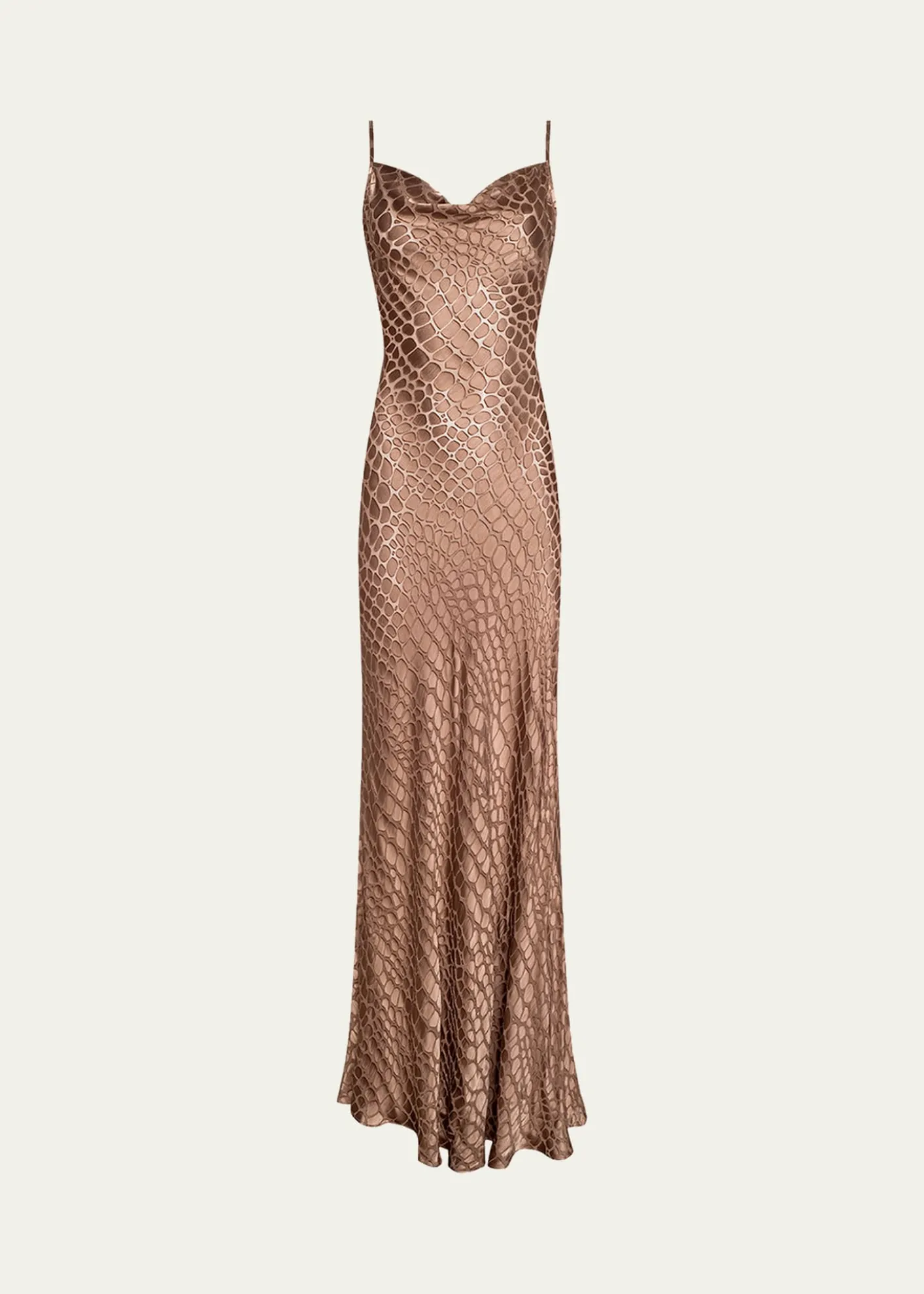L'AgenceChristine Cowl-Neck Burnout Satin Gown