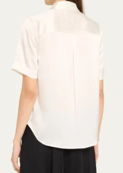 L'AgenceEllah Short-Sleeve Silk Blouse