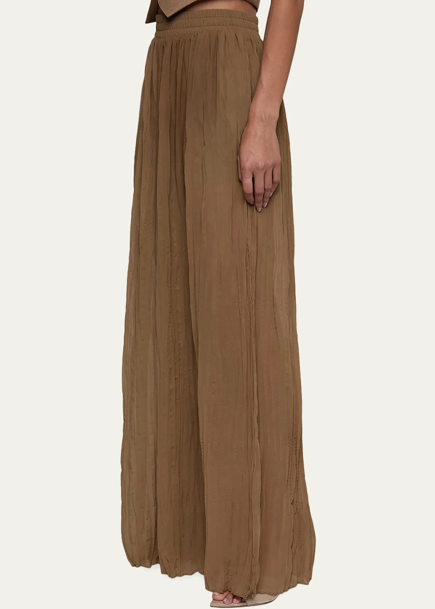 L'AgenceEthel Wide-Leg Crinkled Chiffon Pants