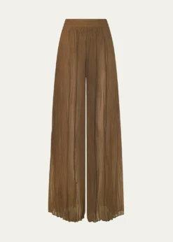L'AgenceEthel Wide-Leg Crinkled Chiffon Pants