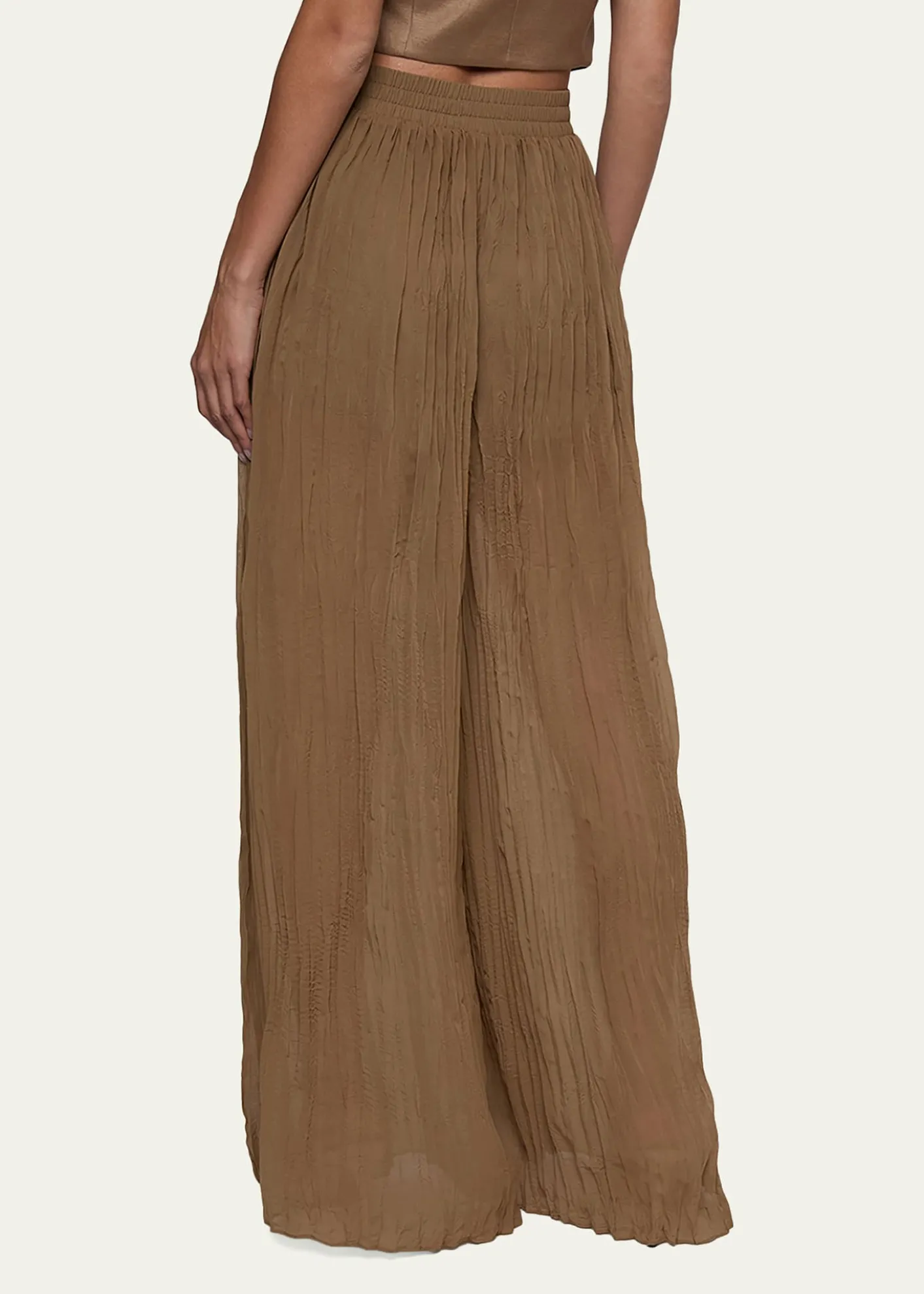 L'AgenceEthel Wide-Leg Crinkled Chiffon Pants
