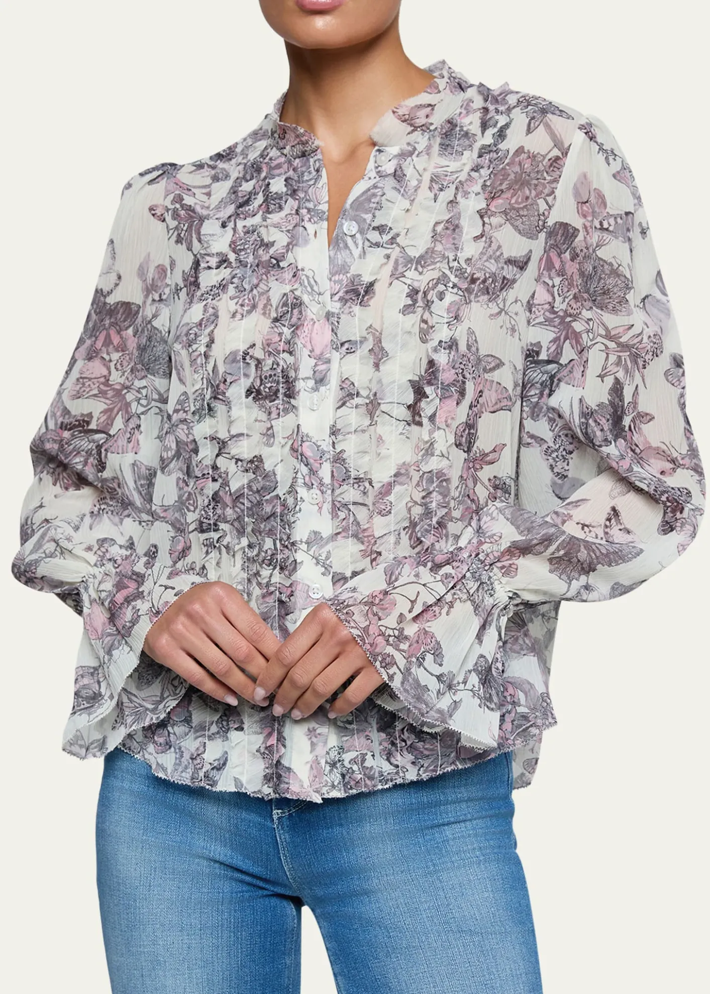 L'AgenceEunice Ruffle-Sleeve Blouse