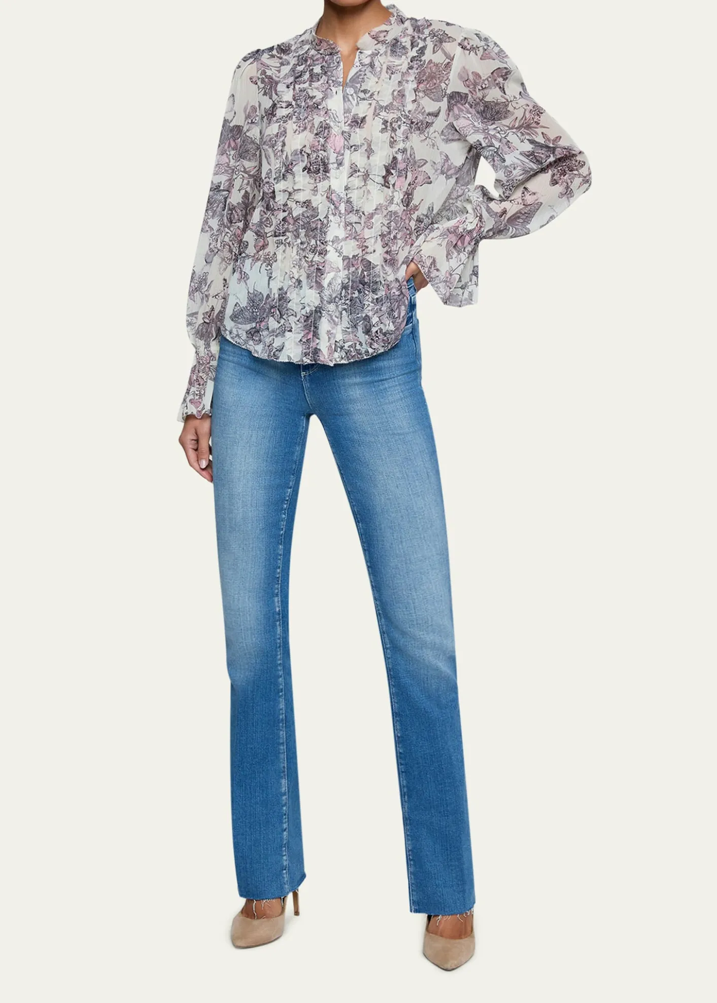 L'AgenceEunice Ruffle-Sleeve Blouse