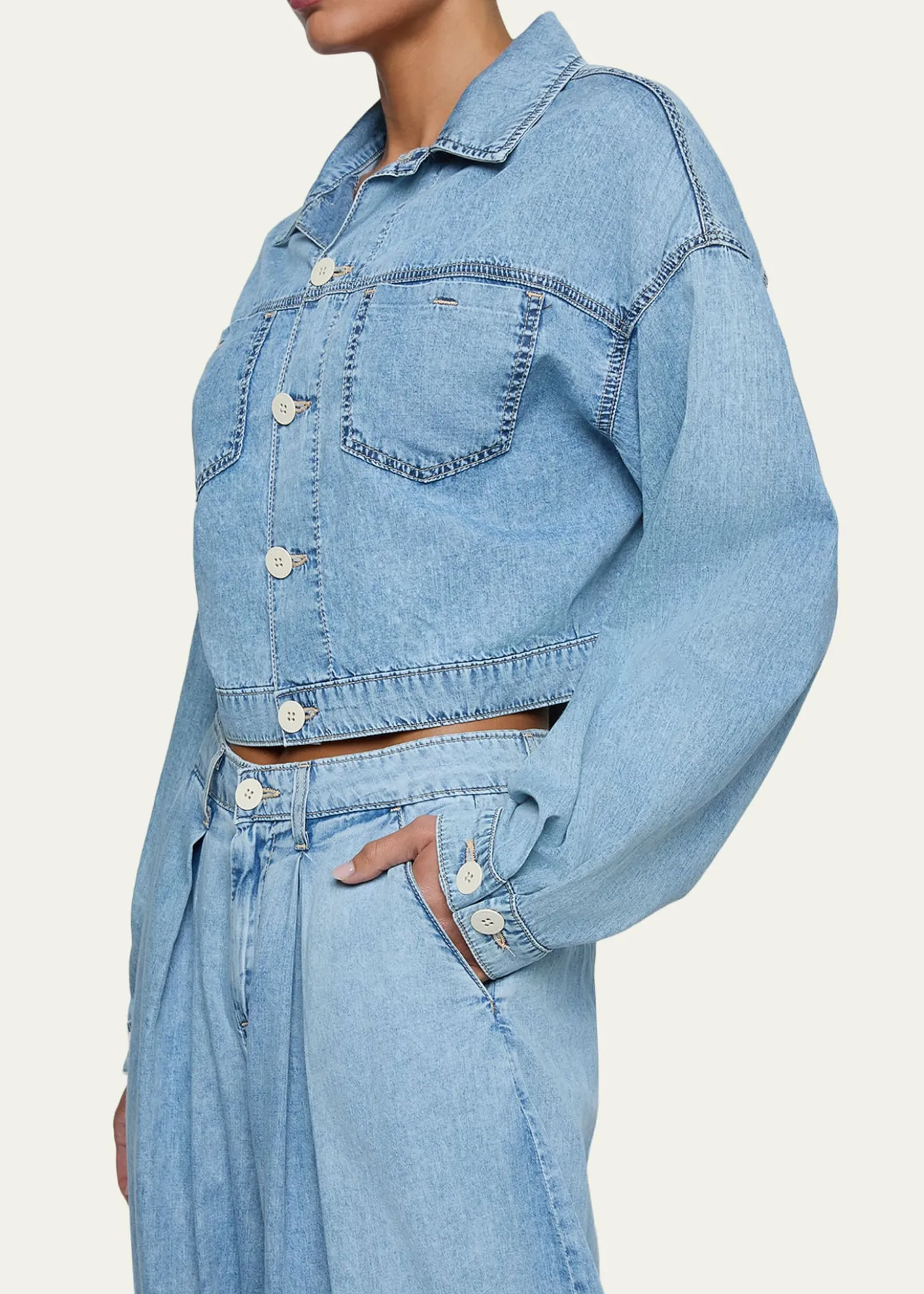 L'AgenceGaines Balloon-Sleeve Denim Jacket