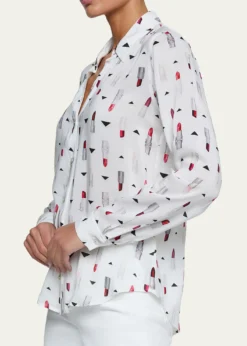 L'AgenceHolly Lipstick Button-Front Blouse