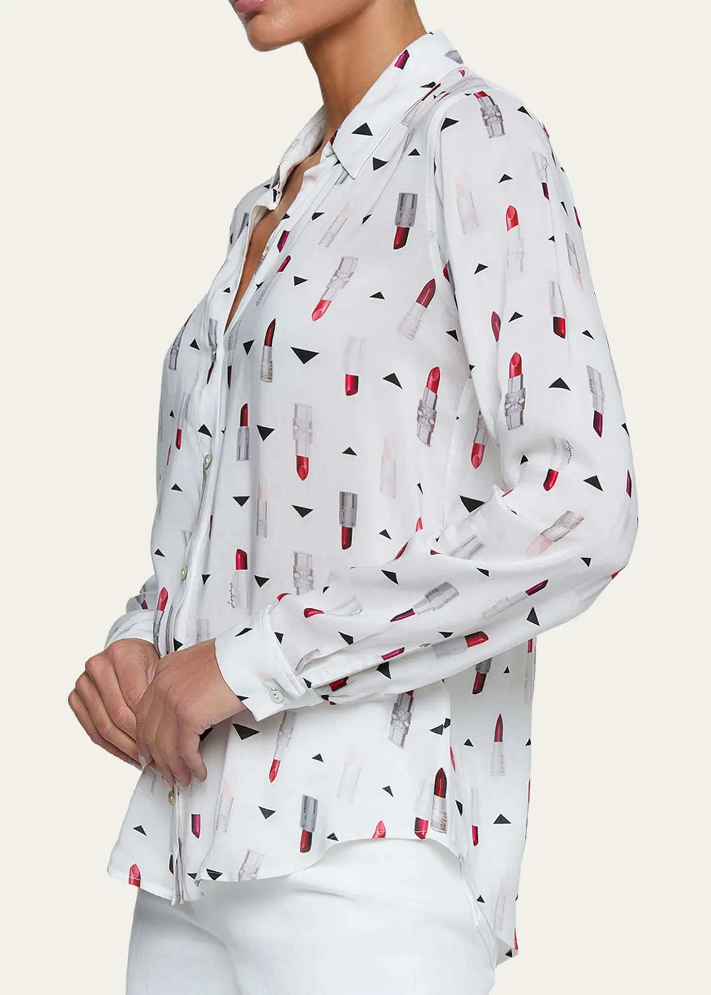 L'AgenceHolly Lipstick Button-Front Blouse