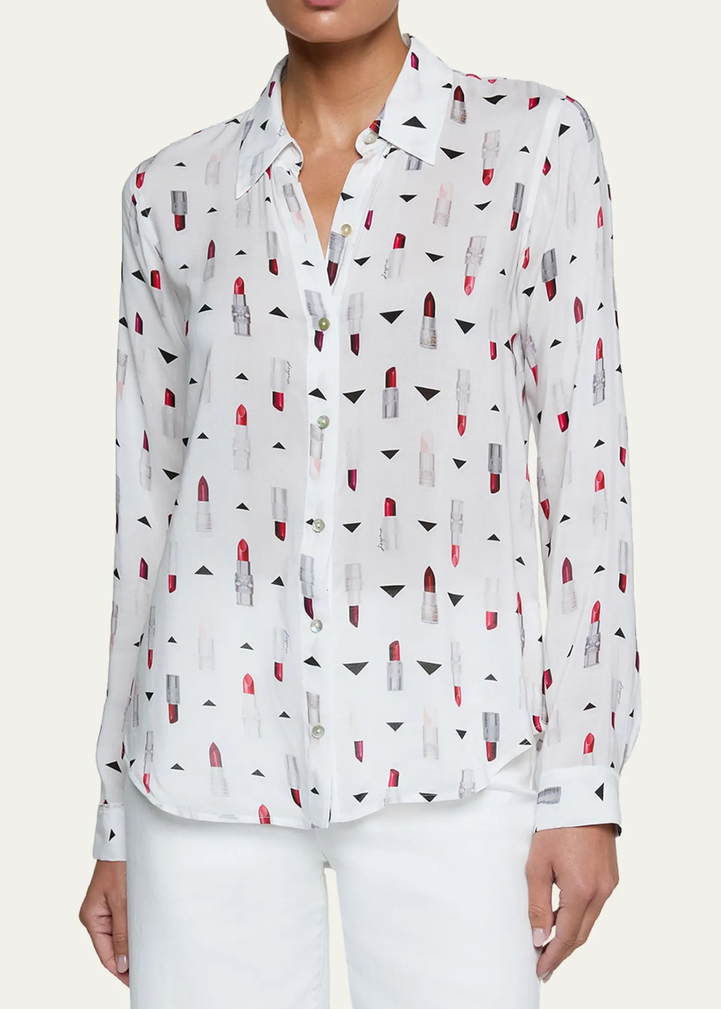L'AgenceHolly Lipstick Button-Front Blouse