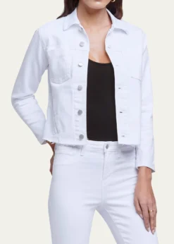 L'AgenceJanelle Slim Cropped Jean Jacket with Raw Hem