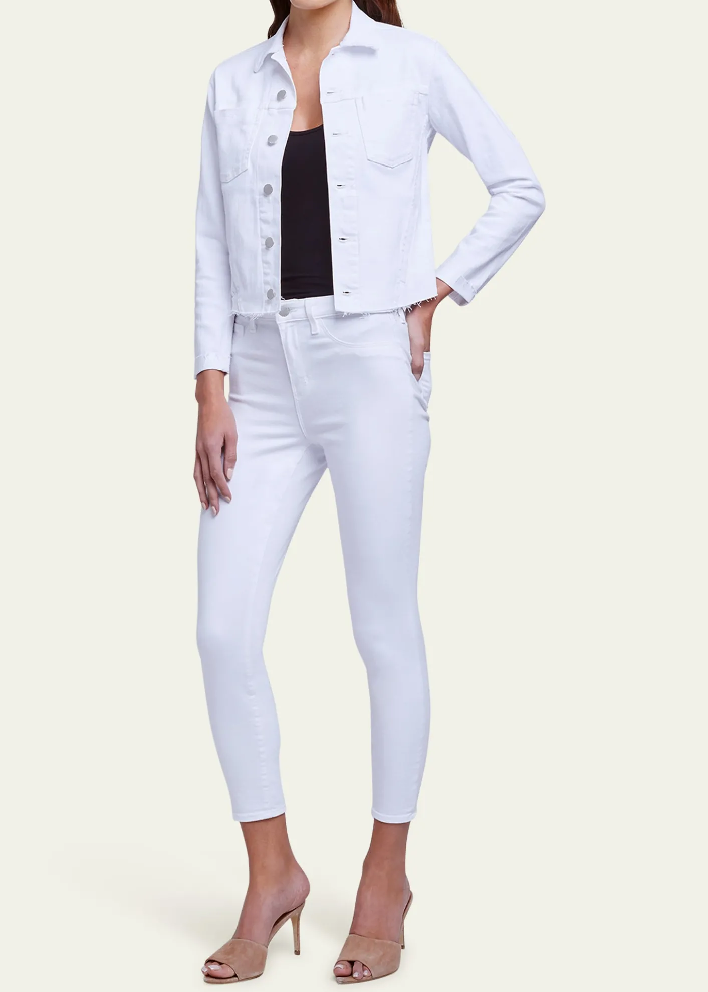 L'AgenceJanelle Slim Cropped Jean Jacket with Raw Hem