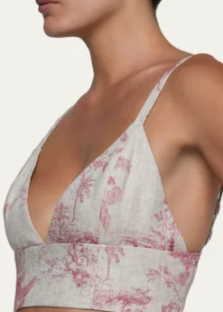 L'AgenceKaori Etoile-Print Linen Bralette Top