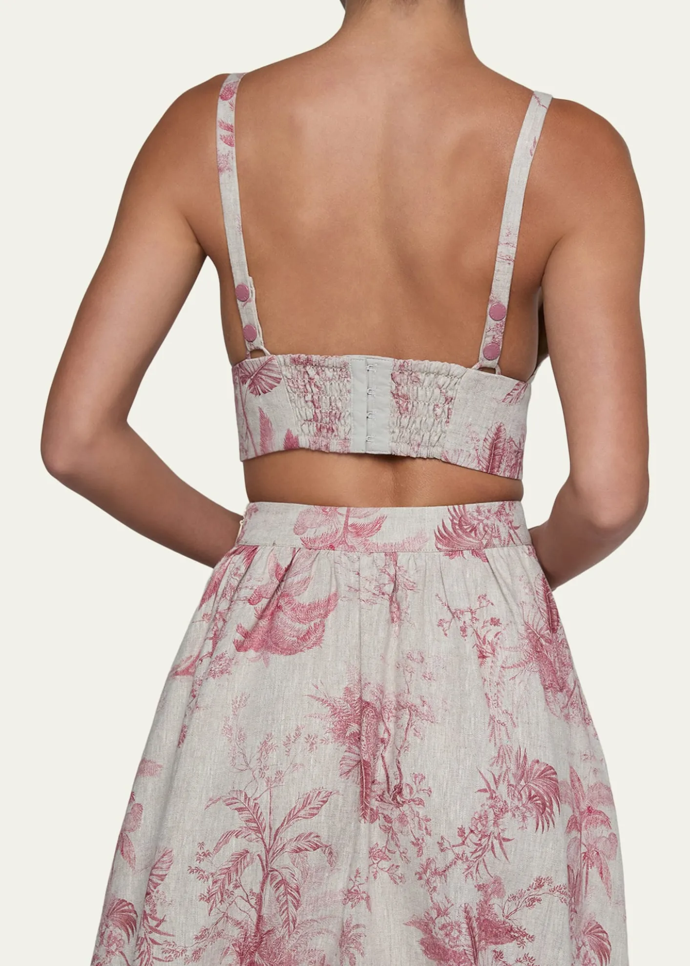L'AgenceKaori Etoile-Print Linen Bralette Top