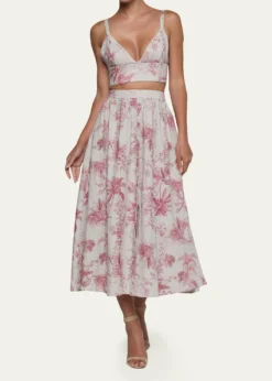L'AgenceKaori Etoile-Print Linen Bralette Top