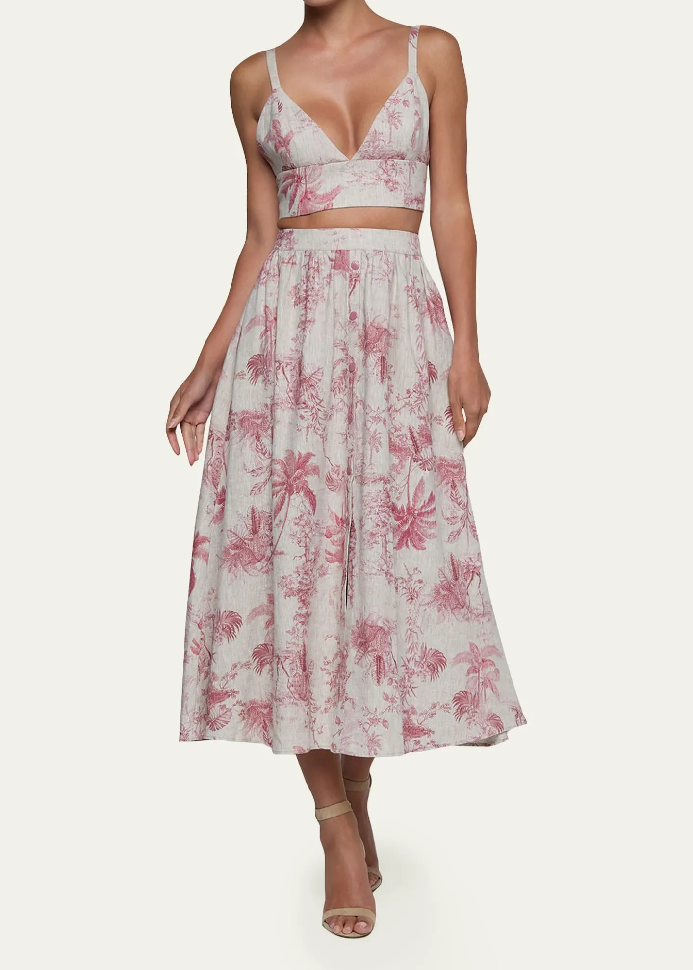 L'AgenceKaori Etoile-Print Linen Bralette Top