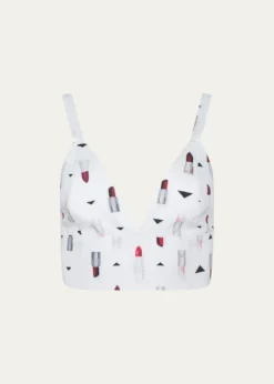 L'AgenceKaori Lipstick-Print Bralette Top