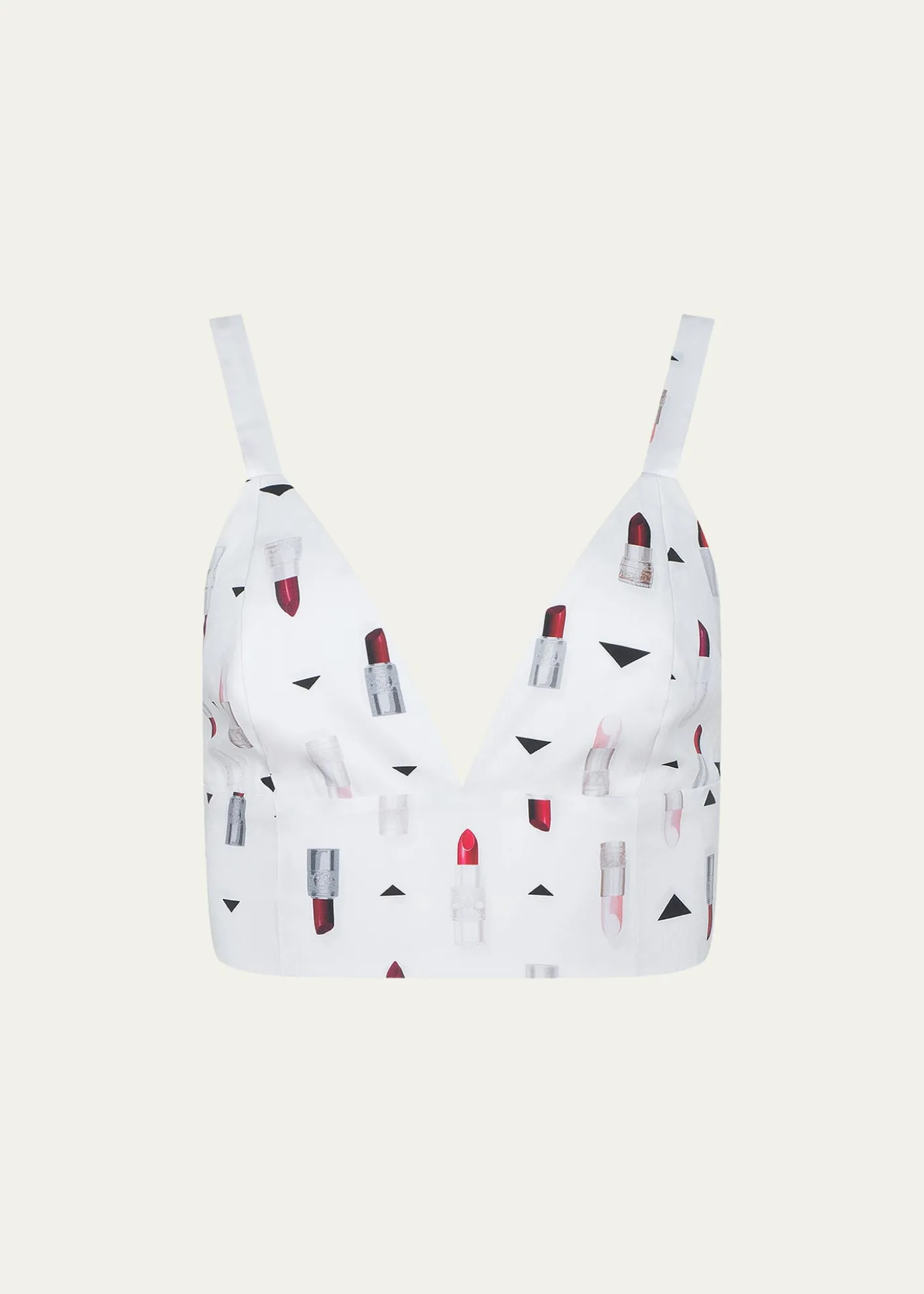 L'AgenceKaori Lipstick-Print Bralette Top