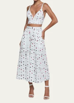 L'AgenceKaori Lipstick-Print Bralette Top