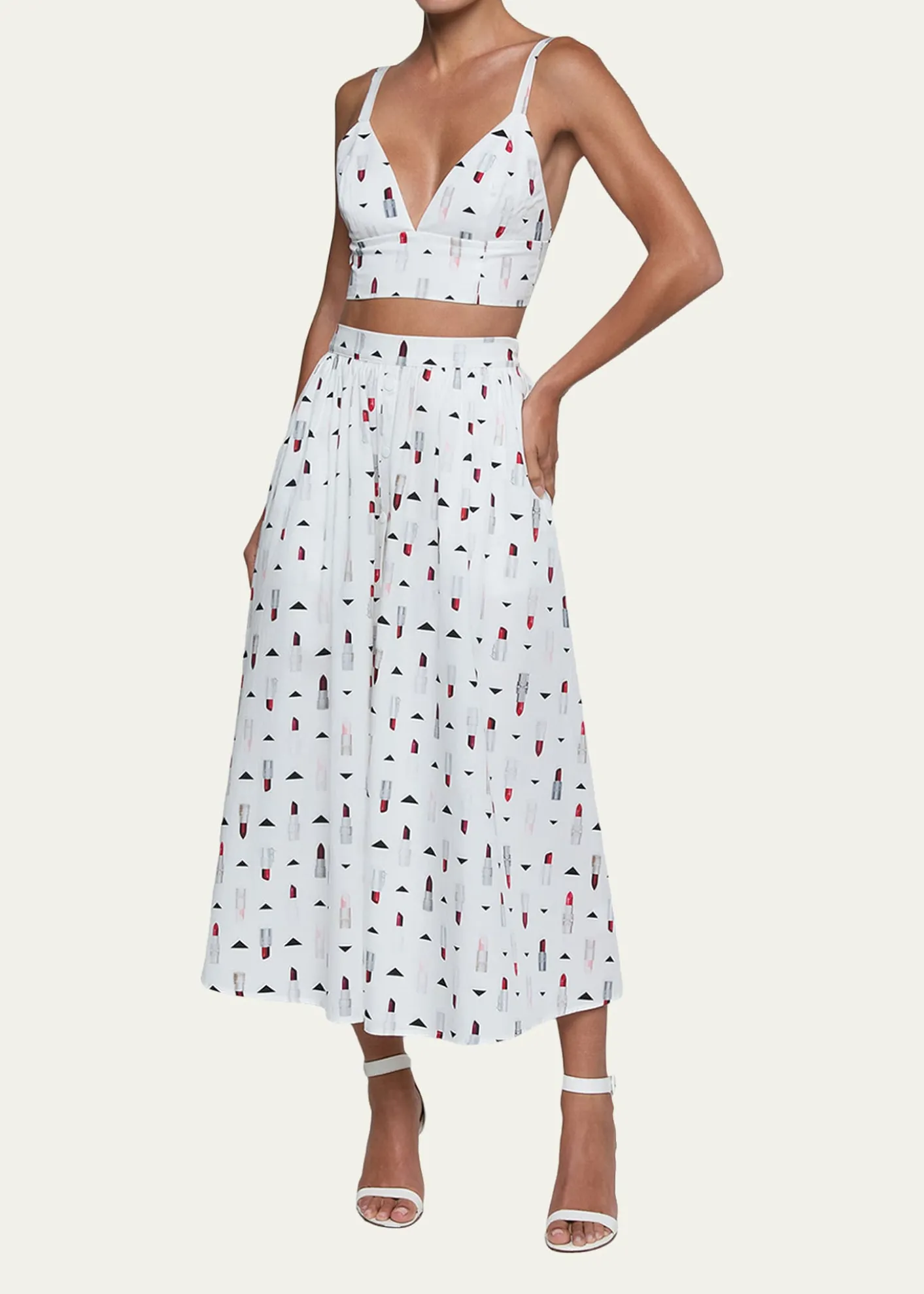 L'AgenceKaori Lipstick-Print Bralette Top