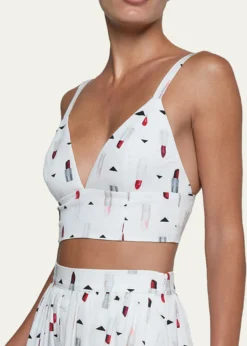 L'AgenceKaori Lipstick-Print Bralette Top