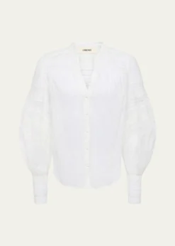 L'AgenceKiera Semi-Sheer Geometric-Trim Blouse